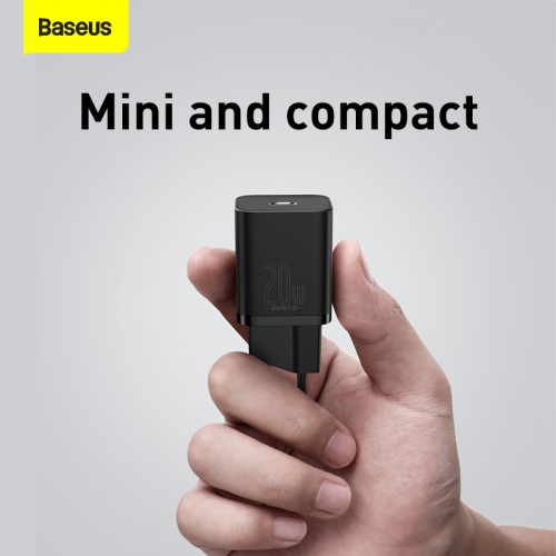 Адаптер мережевий BASEUS Super si Quick Charger |Type-C, QC/PD, 3A, 20W| (CCSUP-B03) black