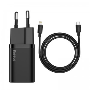 Адаптер мережевий BASEUS Type-C to Lightning Cable Super si Quick Charger Sets |Type-C, QC/PD, 3A,  20W| (TZCCSUP-B03) black