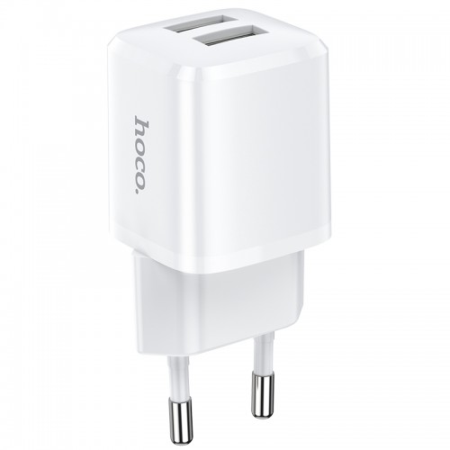 Адаптер мережевий Hoco Briar dual port charger N8 |2USB, 2.4A| (Safety Certified) white