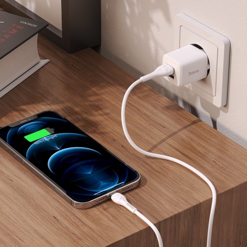 Адаптер мережевий Hoco Briar dual port charger N8 |2USB, 2.4A| (Safety Certified) white
