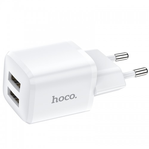 Адаптер мережевий Hoco Briar dual port charger N8 |2USB, 2.4A| (Safety Certified) white