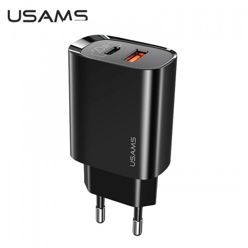 Адаптер мережевий USAMS T35 Fast Charger US-CC121 |1USB/1Type-C, 20W, PD3.0/QC| white