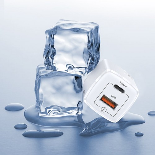 Адаптер мережевий USAMS T37 Super si Fast Charger US-CC128 |1USB/1Type-C, 20W, PD3.0/QC| white