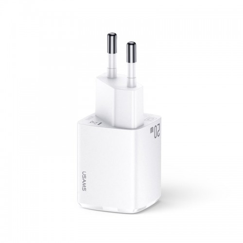 Адаптер мережевий USAMS T37 Super si Fast Charger US-CC128 |1USB/1Type-C, 20W, PD3.0/QC| white