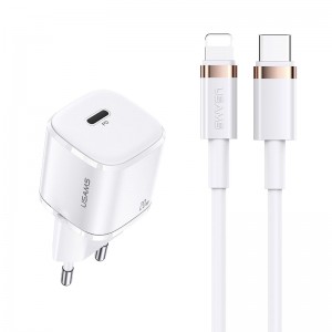 Адаптер мережевий USAMS T36 Type-C to Lightning cable Xfk Super Cube Series CC124 |1Type-C, 20W, PD| white