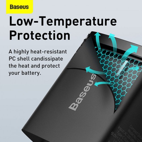 Адаптер мережевий BASEUS Compact Quick Charger 1USB / 1TYPE-C, QC / PD, 20W, 3A| (CCXJ-B02) black