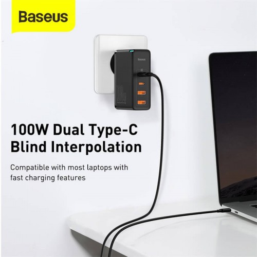 Адаптер мережевий BASEUS GaN2 Pro Quick Charger |2USB/2Type-C, QC/PD, 100W, 5A| (CCGAN2P-L02) black