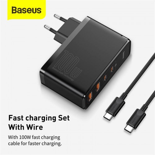 Адаптер мережевий BASEUS GaN2 Pro Quick Charger |2USB/2Type-C, QC/PD, 100W, 5A| (CCGAN2P-L02) black
