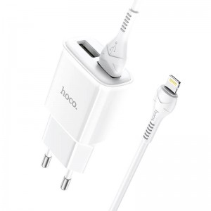 Адаптер мережевий Hoco Lightning Cable Star round dual Port charger set C88A |2USB, 2.4A| white