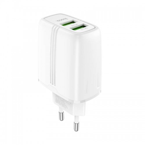 Адаптер мережевий HOCO Yizhan Dual Port N12 |2USB, 3A,QC3.0, 18W| white