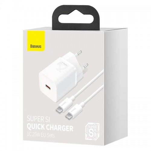 Адаптер мережевий BASEUS Type-C to Type-C Cable Super si Quick Charger |1Type-C, 3A/25W, PD/QC| (TZCCSUP-L02) black