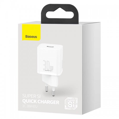 Адаптер мережевий BASEUS Super si quick charger IC |1Type-C, 3A/30W, PD/QC| (CCSUP-J02) black