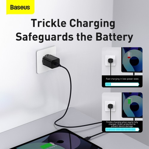Адаптер мережевий BASEUS Super si quick charger IC |1Type-C, 3A/30W, PD/QC| (CCSUP-J02) black