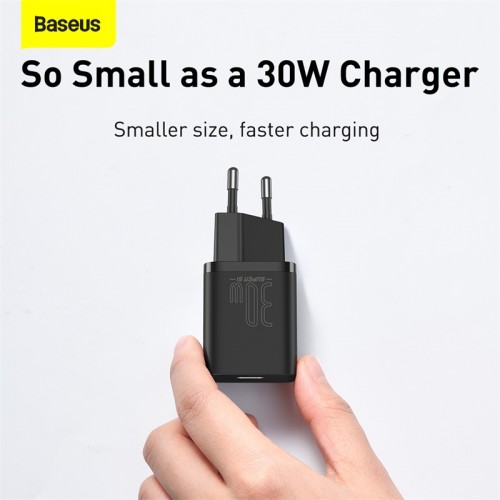 Адаптер мережевий BASEUS Super si quick charger IC |1Type-C, 3A/30W, PD/QC| (CCSUP-J02) black