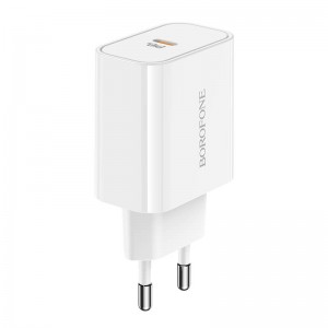Адаптер мережевий BOROFONE Easy Speed single port charger BA57A |Type-C, 20W/3A, PD/QC| white