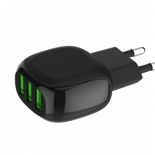 Адаптер мережевий LDNIO Micro USB Cable A3309 |3USB, 3.4A| black