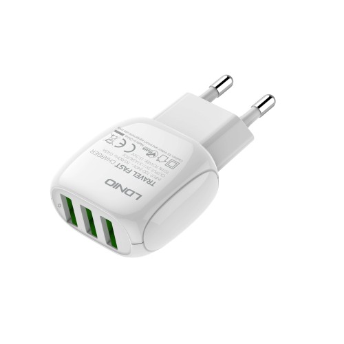 Адаптер мережевий LDNIO Micro USB Cable A3315 |3USB, 3.1A| white