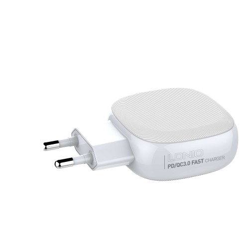 Адаптер мережевий LDNIO Type-C to Lightning Cable A3510Q |2USB/1Type-C, QC/PD, 3A/28.5W| white