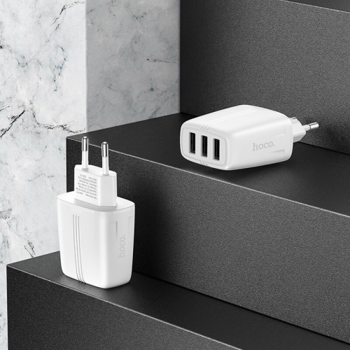 Адаптер мережевий HOCO Amazing three-port charger N15 |3USB, 3.4A| white
