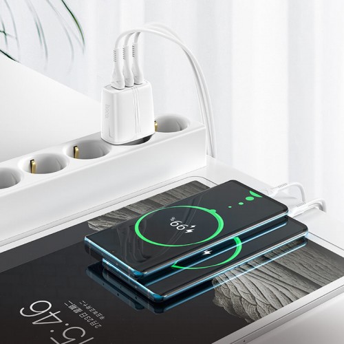 Адаптер мережевий HOCO Amazing three-port charger N15 |3USB, 3.4A| white