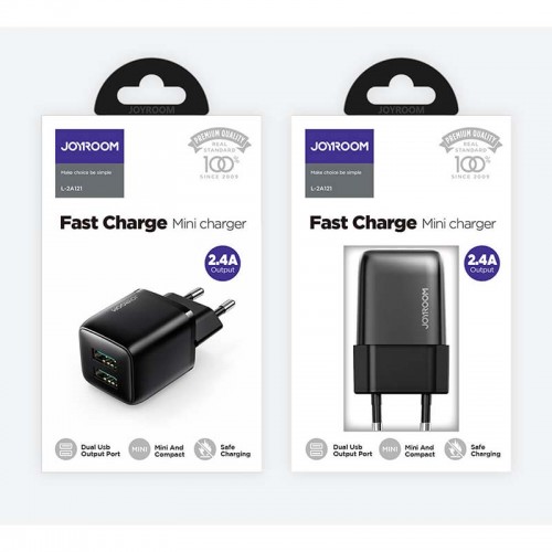 Адаптер сетевой JOYROOM Mini dual port smart fast charge L-2A121 |2USB, 2.4A|