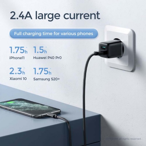 Адаптер сетевой JOYROOM Mini dual port smart fast charge L-2A121 |2USB, 2.4A|