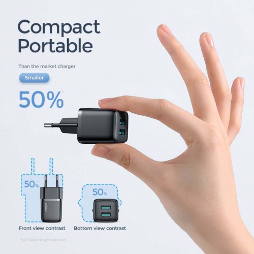 Адаптер сетевой JOYROOM Mini dual port smart fast charge L-2A121 |2USB, 2.4A|