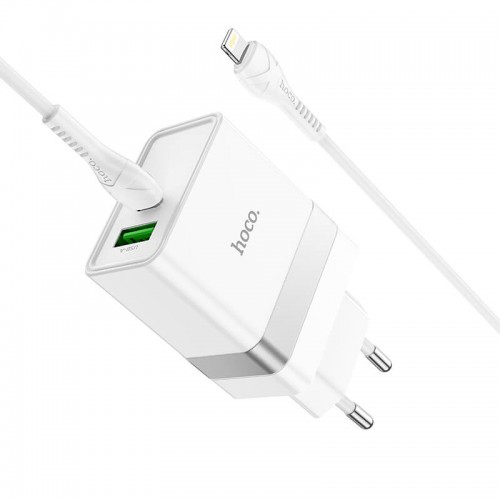Адаптер сетевой HOCO Type-C to Lightning Cable Extension speed charger set N21 |1USB/1Type-C, PD/QC, 3A/30W|