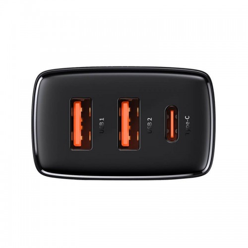 Адватер мережевий BASEUS Compact Quick Charger |2USB/1Type-C, 30W/3A, PD/QC| (CCXJ-E02) black