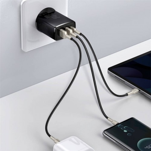 Адватер мережевий BASEUS Compact Quick Charger |2USB/1Type-C, 30W/3A, PD/QC| (CCXJ-E02) black