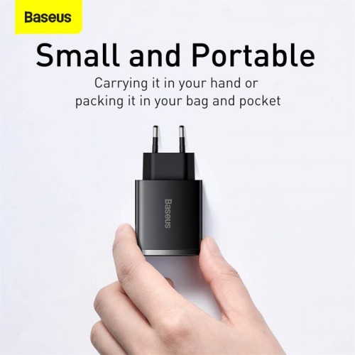 Адватер мережевий BASEUS Compact Quick Charger |2USB/1Type-C, 30W/3A, PD/QC| (CCXJ-E02) black