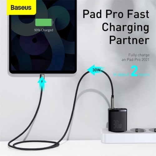 Адватер мережевий BASEUS Compact Quick Charger |2USB/1Type-C, 30W/3A, PD/QC| (CCXJ-E02) black