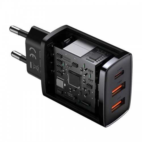 Адватер мережевий BASEUS Compact Quick Charger |2USB/1Type-C, 30W/3A, PD/QC| (CCXJ-E02) black