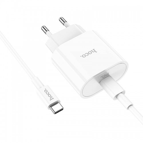 Адаптер мережевий HOCO Type-C to Type-C Cable Metro single port charger set C94A |1Type-C, 20W/3A, PD/QC| white