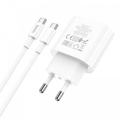 Адаптер мережевий HOCO Type-C to Type-C Cable Metro single port charger set C94A |1Type-C, 20W/3A, PD/QC| white