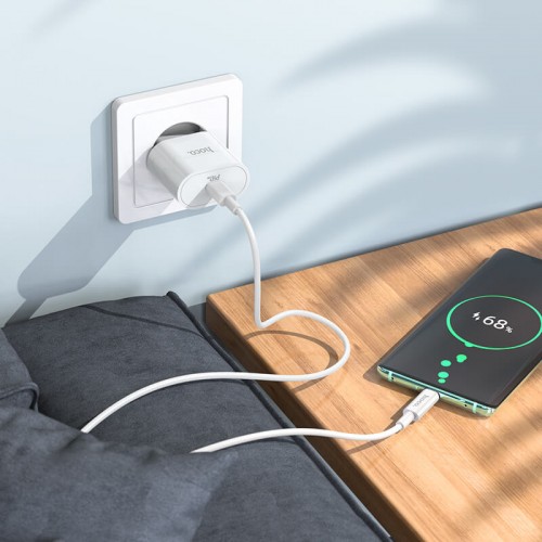Адаптер мережевий HOCO Type-C to Type-C Cable Metro single port charger set C94A |1Type-C, 20W/3A, PD/QC| white