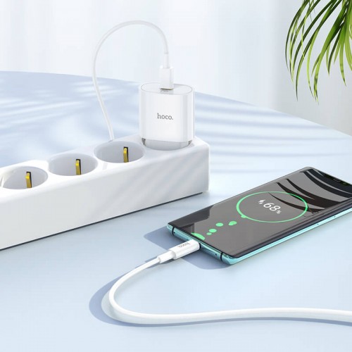 Адаптер мережевий HOCO Type-C to Type-C Cable Metro single port charger set C94A |1Type-C, 20W/3A, PD/QC| white