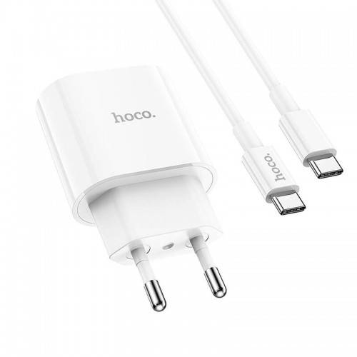 Адаптер мережевий HOCO Type-C to Type-C Cable Metro single port charger set C94A |1Type-C, 20W/3A, PD/QC| white