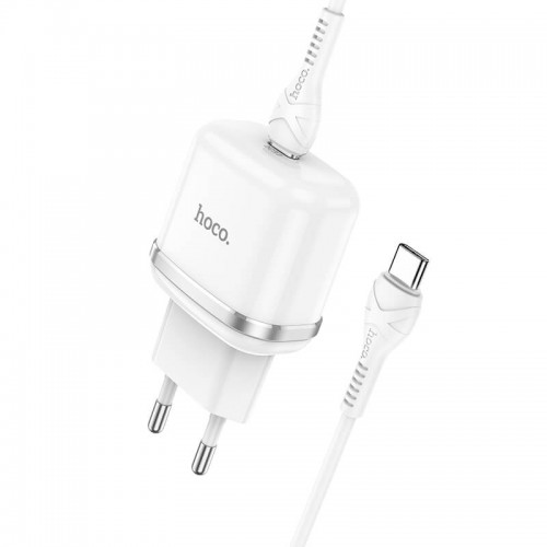 Адаптер мережевий HOCO Type-C to Type-C Cable Victorious single port charger set N24 |1Type-C, 20W/3A, PD/QC| white