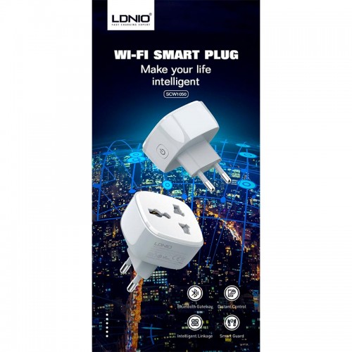 Розумна Wi-Fi розетка LDNIO WIFI SMART POWER PLUG SCW1050 |2500W, 10A, 2.4Ghz| white