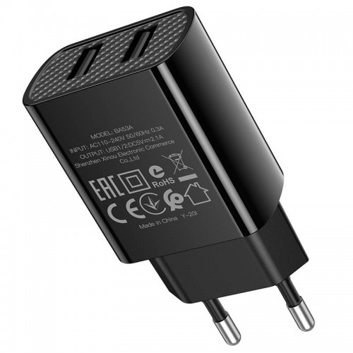 Адаптер мережевий BOROFONE Micro USB Cable Powerway dual port charger set BA53A |2USB, 2.1A| white