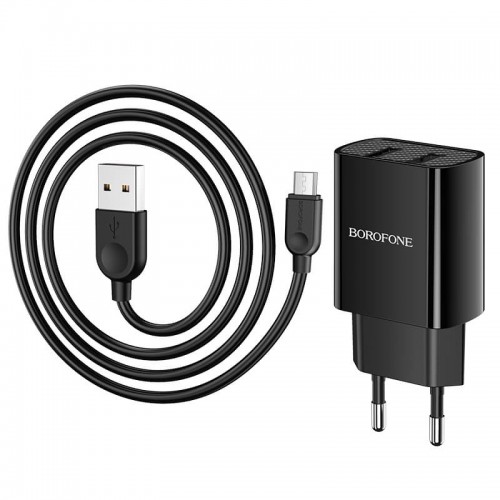 Адаптер мережевий BOROFONE Micro USB Cable Powerway dual port charger set BA53A |2USB, 2.1A| white