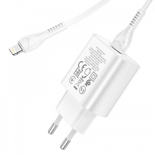 Адаптер мережевий Hoco Type-C to Lightning Cable Jetta charger set N22 |Type-C, 25W/3A, PD| white