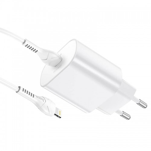 Адаптер мережевий Hoco Type-C to Lightning Cable Jetta charger set N22 |Type-C, 25W/3A, PD| white