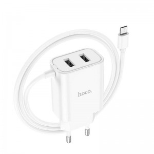 Адаптер мережевий Hoco Micro USB Cable Courser dual-port charger C103A |2USB, 2.1A| white