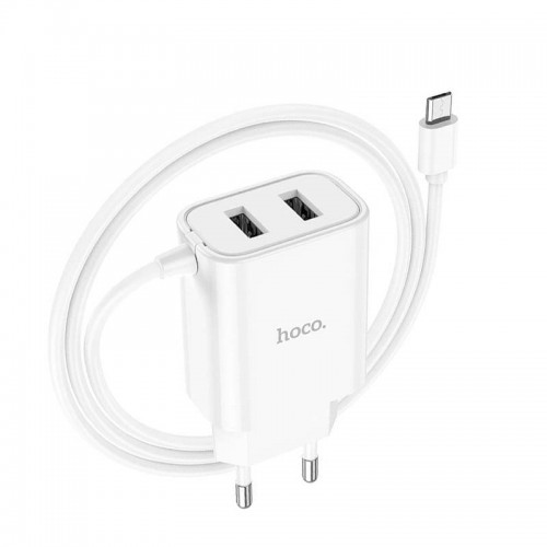Адаптер мережевий Hoco Micro USB Cable Courser dual-port charger C103A |2USB, 2.1A| white