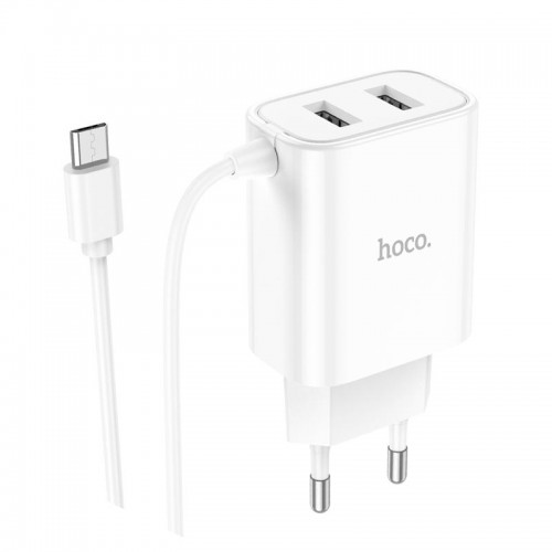 Адаптер мережевий Hoco Micro USB Cable Courser dual-port charger C103A |2USB, 2.1A| white