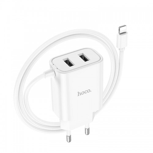 Адаптер сетевой HOCO Lightning Cable Courser dual-port charger C103A |2USB, 2.1A|