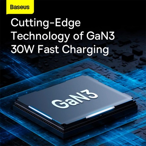 Адаптер мережевий Baseus GAN3 Fast Charger 1C |Type-C, 30W/3A, PD/QC| (CCGN010101) black