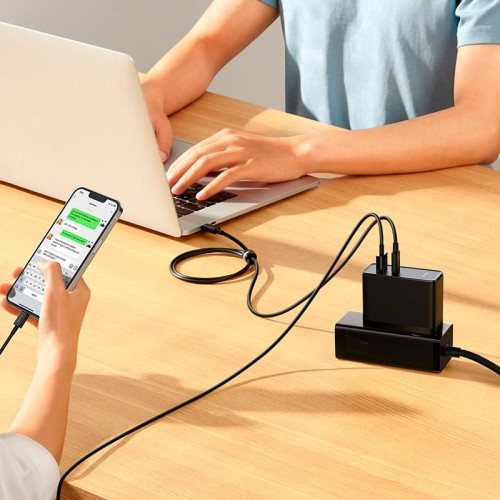 Адаптер мережевий Baseus Type-C to Typc-C cable Gan5 Pro Fast Charger |1USB/1Type-C, PD/QC, 100W/3A| (CCGP090202) black